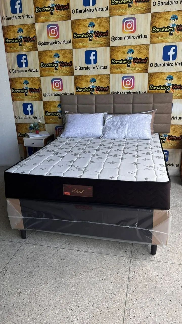 Conjunto Box Molas Ensacadas Dark Marrom 138x188x24 Soft Flex - Em Oferta  - Foto 2