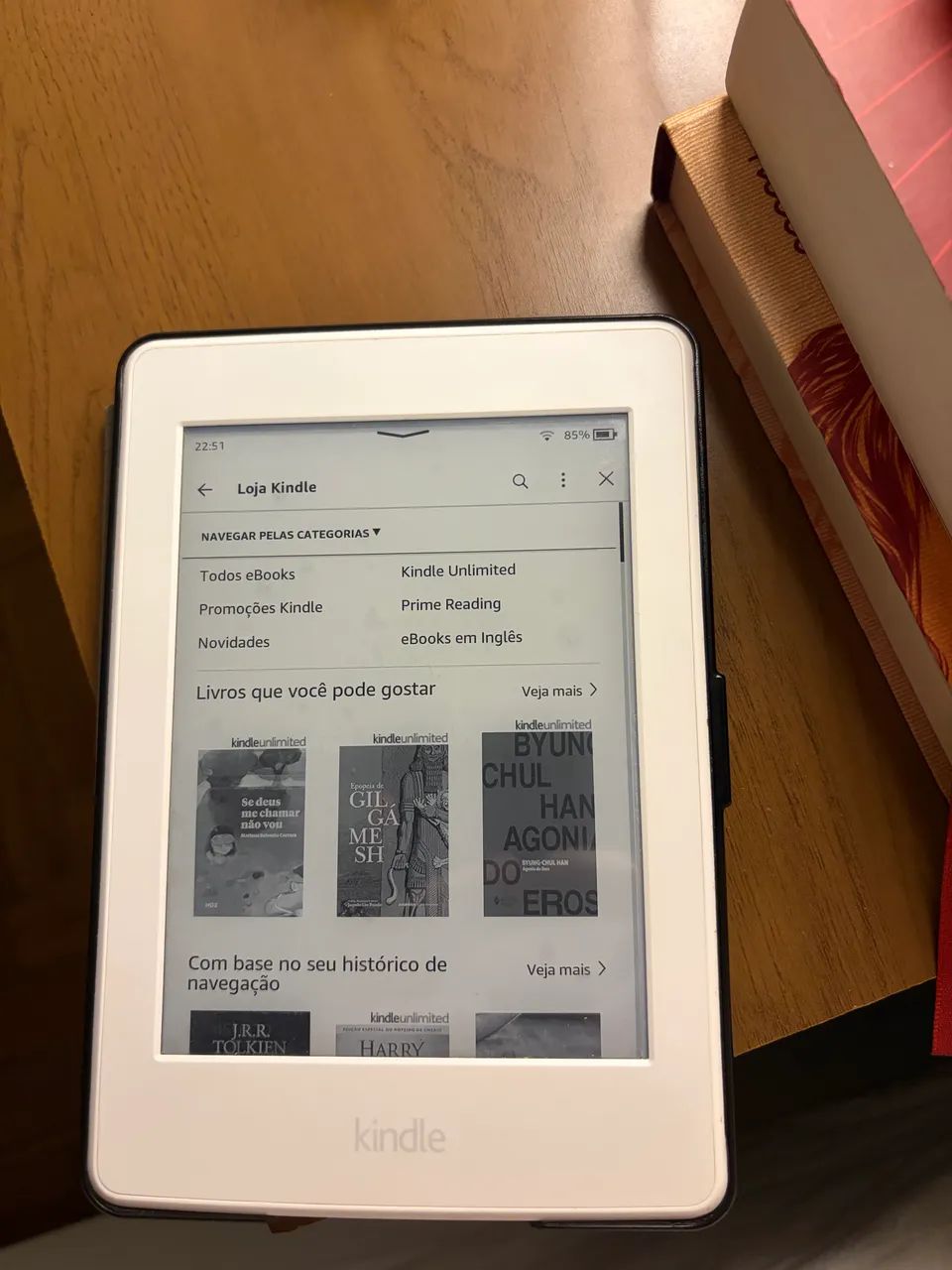 Kindle Paperwhite 7ª geração 4GB (Branco) com capa protetora e