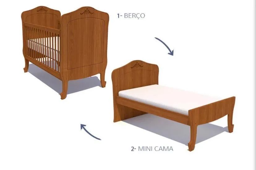 Berço de madeira com design clássico64301928560771121