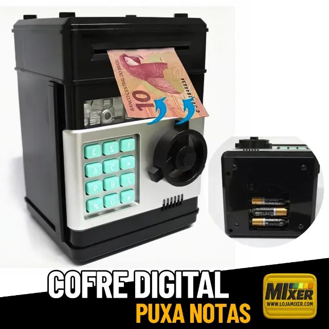 Cofre Digital Eletrônico Automático Puxa Engole Notas Moedas _ CS408