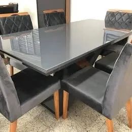 MESA DE JANTAR + 6 CADEIRAS PRETA IMPERATRIZ