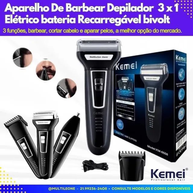 Aparelho De Barbear Depilador Elétrico 3 Em 1 - Recarregável - Foto 2