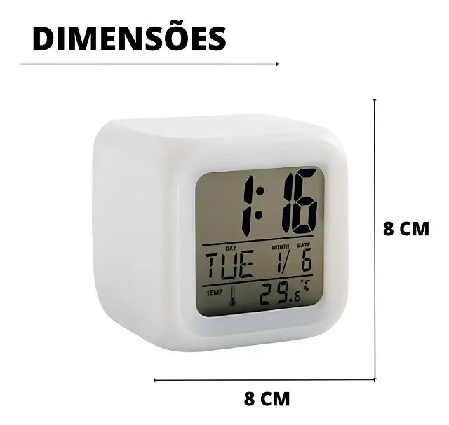relogio despertador digital de mesa led colorido - Foto 5