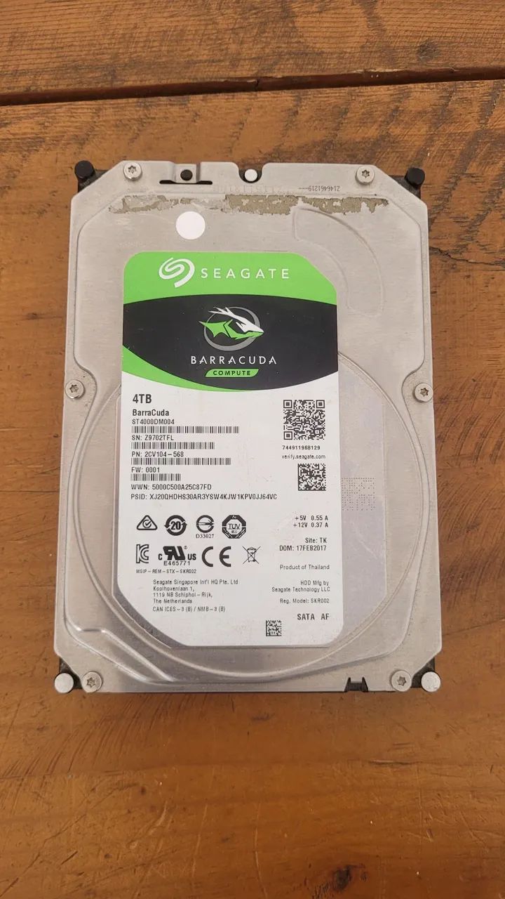 HD Seagate 4TB com 2,5tb de rooms