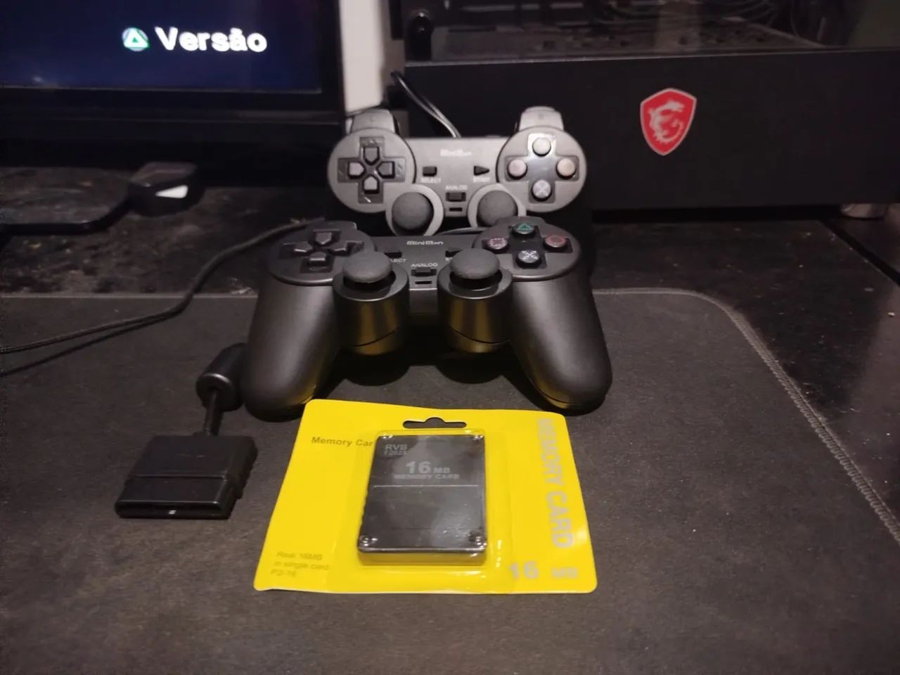 Controle PlayStation 2 e Memory card (novos lacrados)
