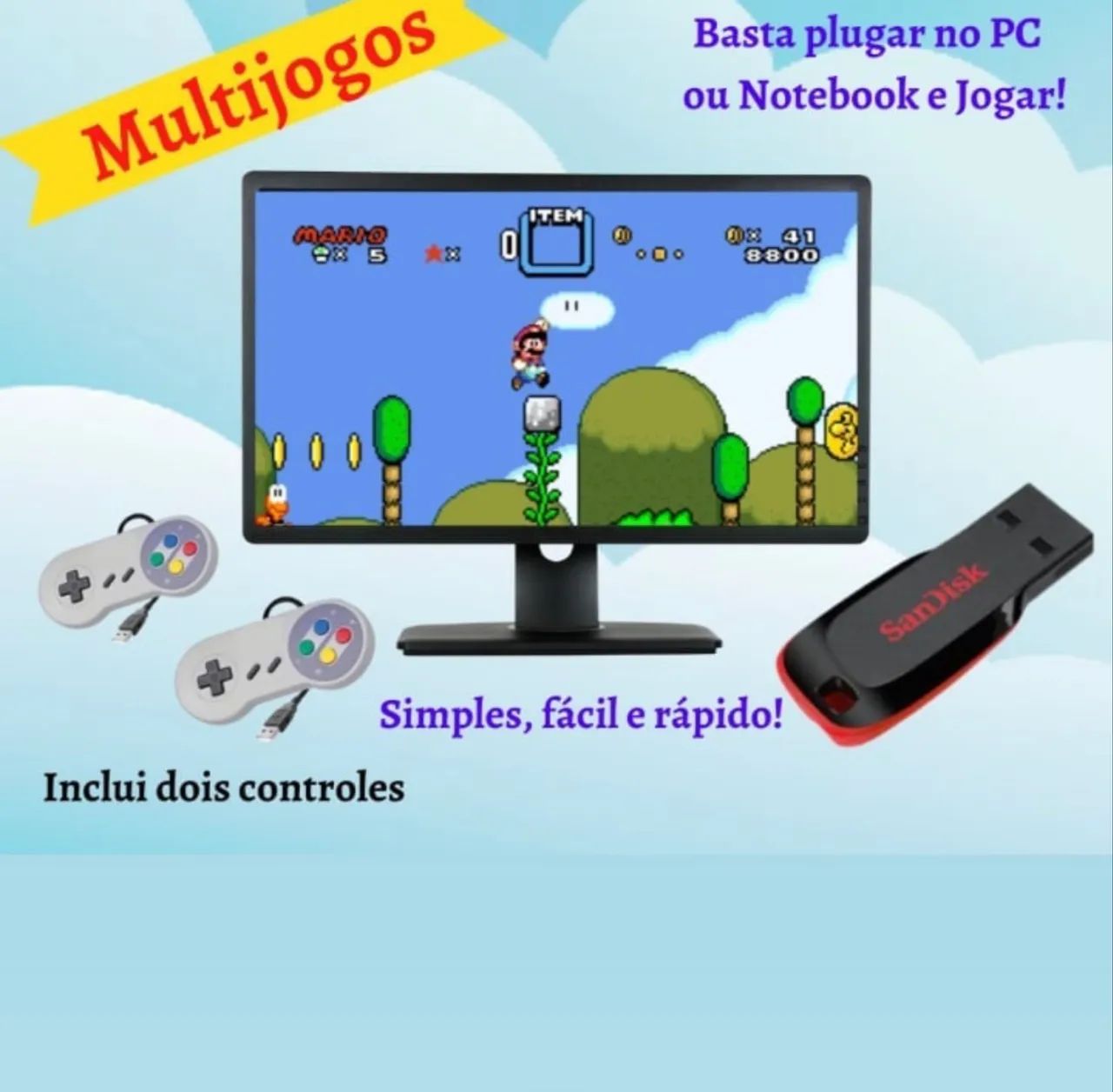 Kit retrô game super Nintendo Pc e Notebook - Foto 5