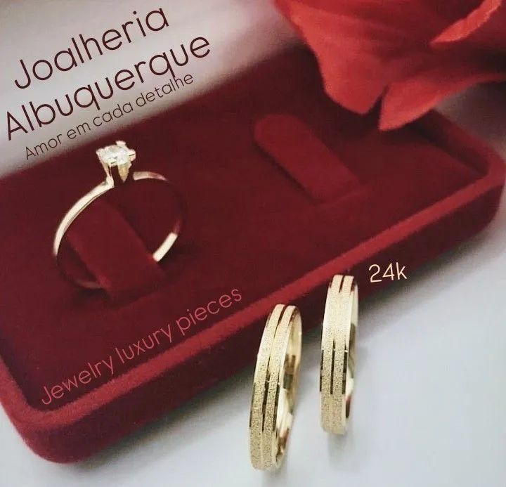 KIT TRIO DE ALIANÇAS BANHADAS A OURO 24K - Foto 4