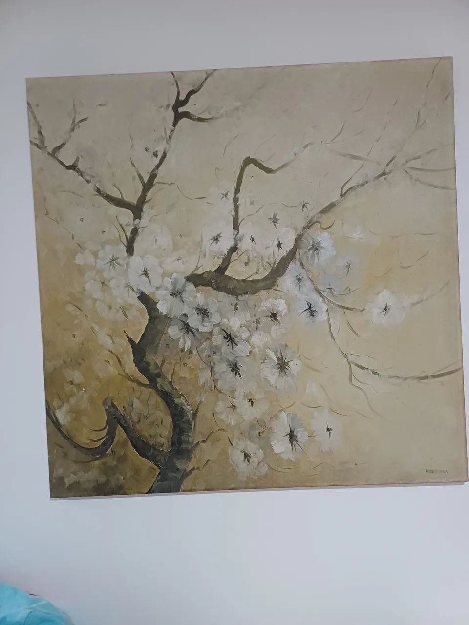 Quadro pintura flores brancas de Maurício Fonseca