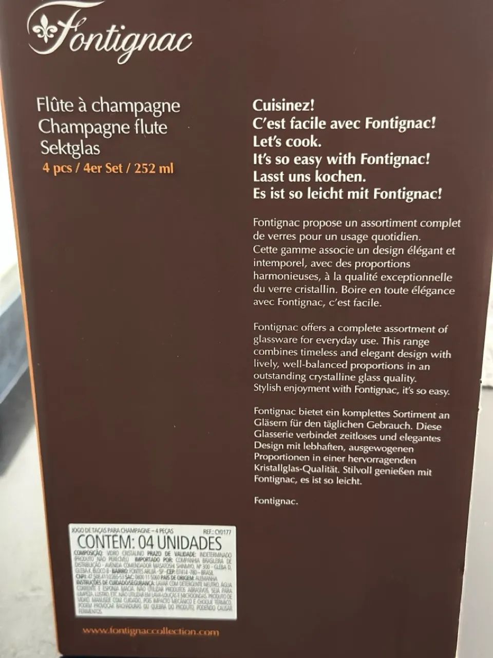 Jogo de Taças para Champagne Fontignac - 4 Peças