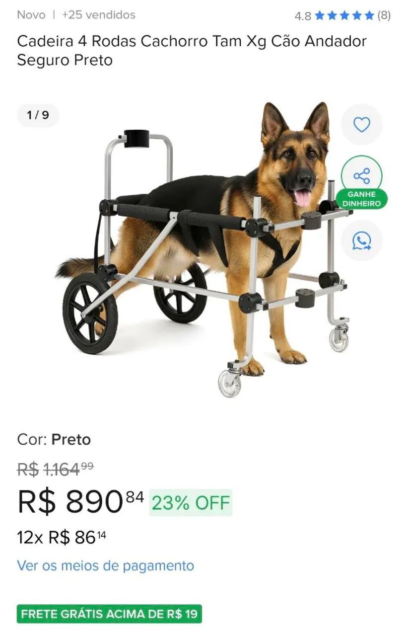 Cadeira de rodas para cachorro grande porte - Foto 5