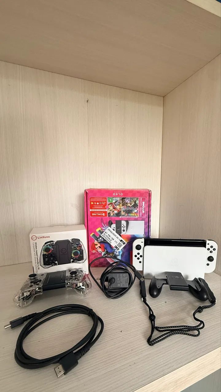 Nintendo Switch OLED Branco + Controle Extra + Mortal Kombat - Foto 4