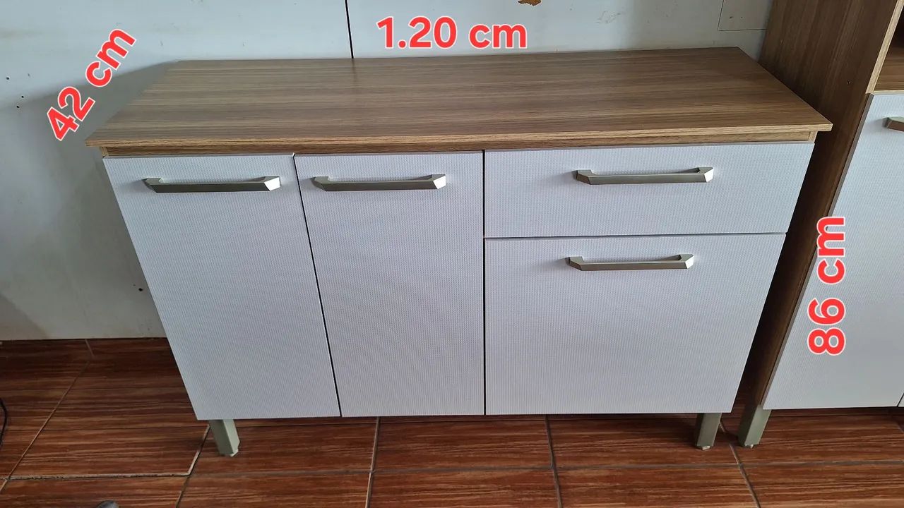 Balcão para cozinha 3 portas 1 gaveta