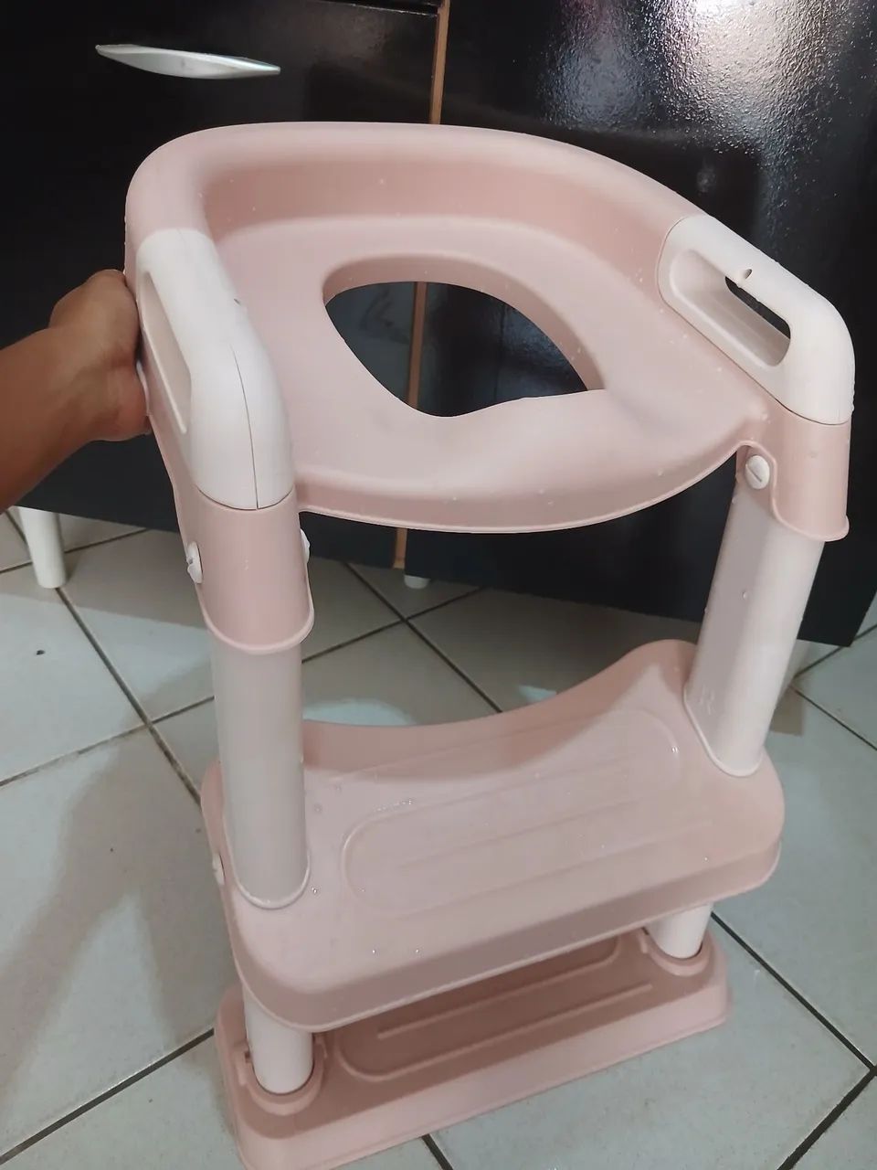 Assento Redutor Infantil Com Escadinha Para Desfralde - Rosa - Foto 2