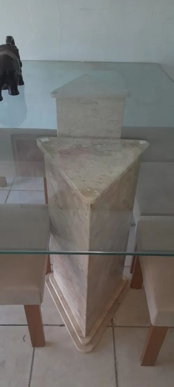 Mesa de vidro com apoio de mármore  - Foto 2
