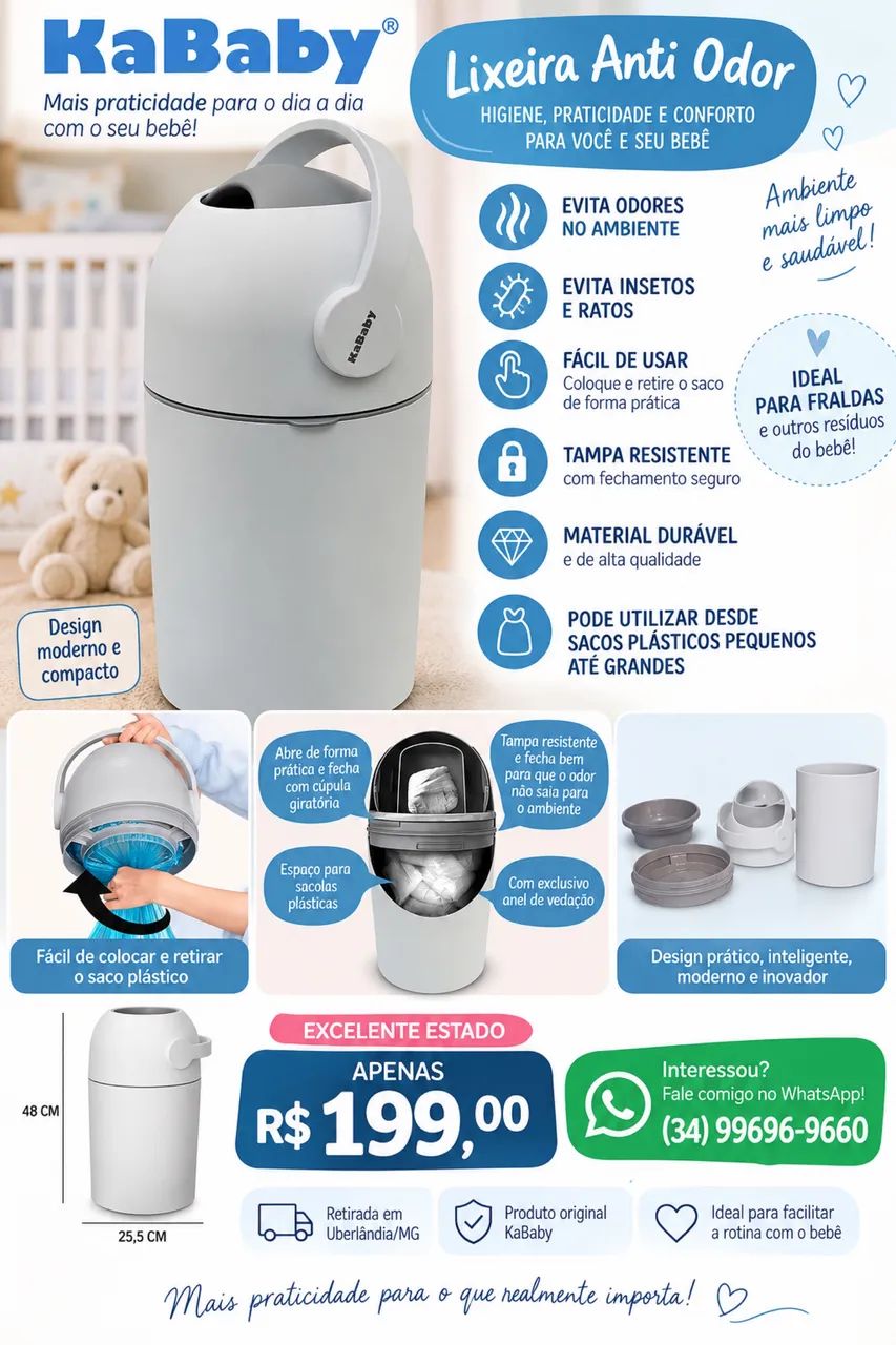 Lixeira Anti Odor Kababy  - Foto 2