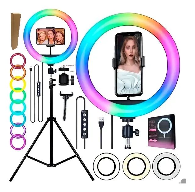 Ring Light Luz Rgb Aro 30cm 12 Polegadas + Tripé 2.10m - Foto 2