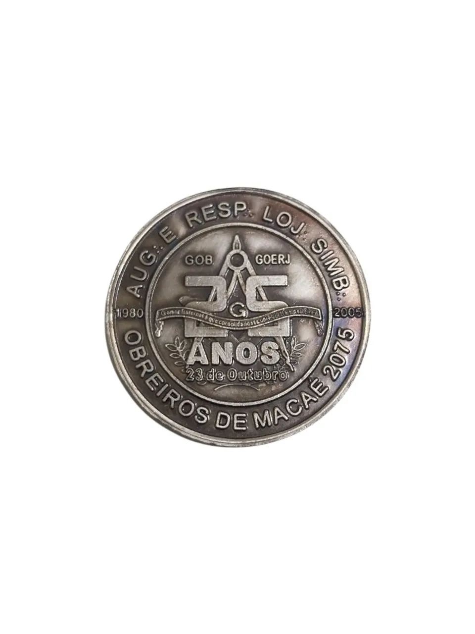 Masonic Medal Commemorating the 25th Anniversary of Obreiros de Macaé Lodge, GOB