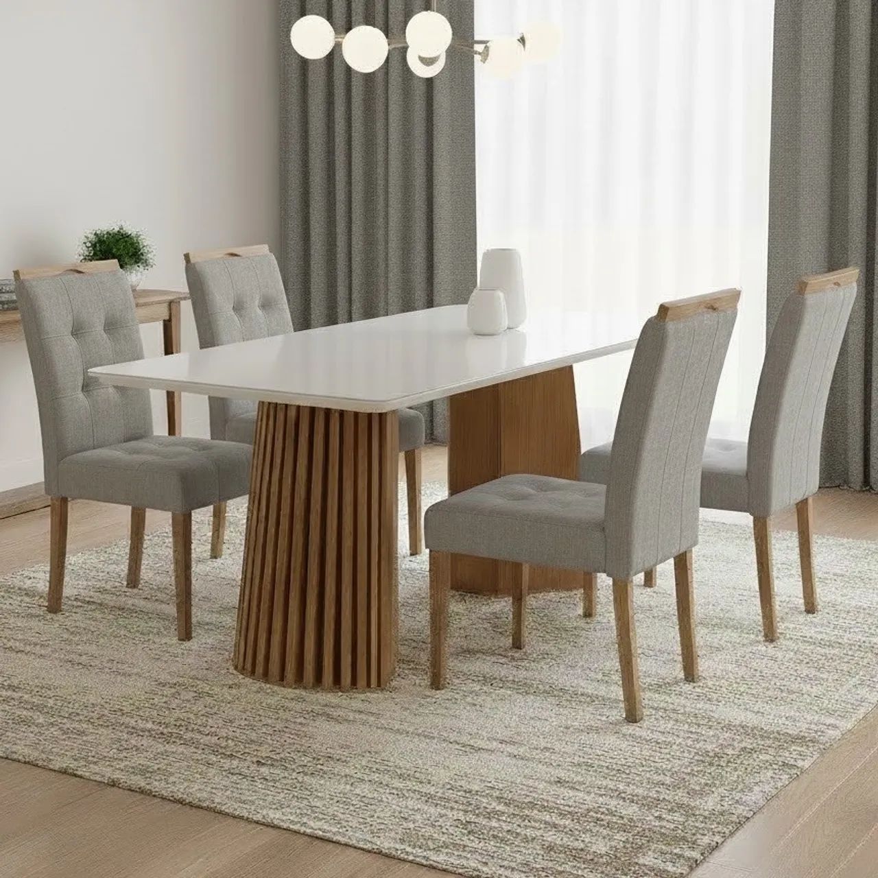 Mesa de Jantar Nevada (Tampo Smart Plus) com 4 Cadeiras Entrega Rápida