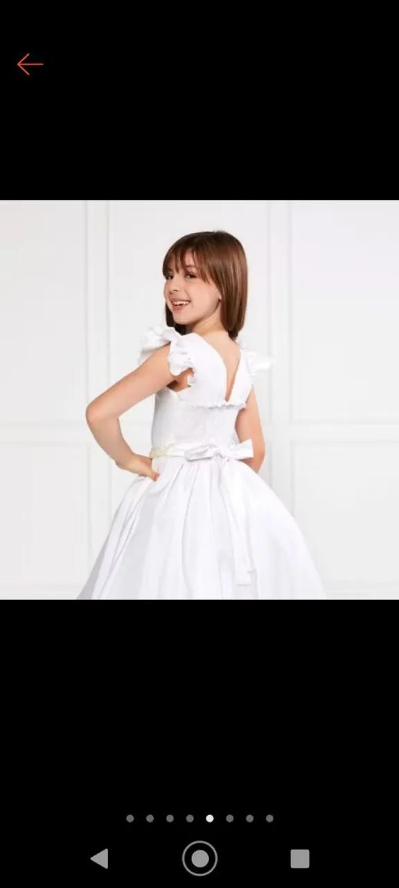 Vestido godê branco festa infantil com cinto perolado.  - Foto 3