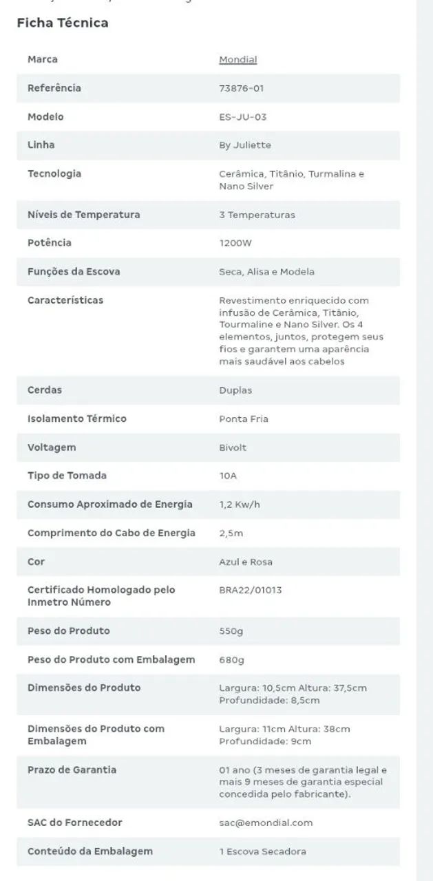 Escova Secadora Mondial By Juliette ES-JU-03 - 1200W Cerâmica - Foto 5