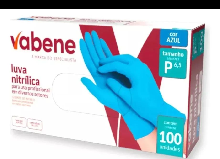 Luva Nitrilica Vabene Azul -  TAM P