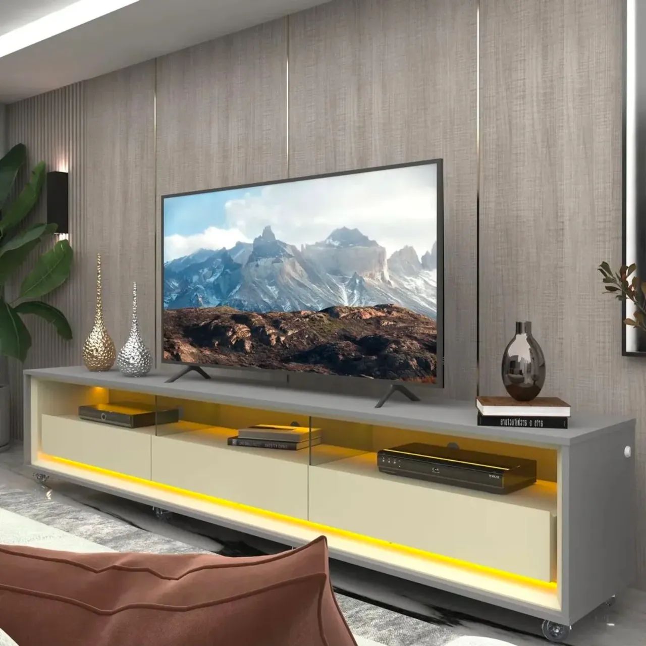 Rack Para Tv Até 85 Polegadas Com Led E Rodízios - Foto 4