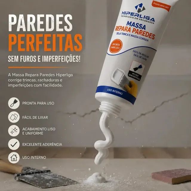 Massa Repara Paredes Corrige Imperfeições Hiperliga - 150g - Foto 2