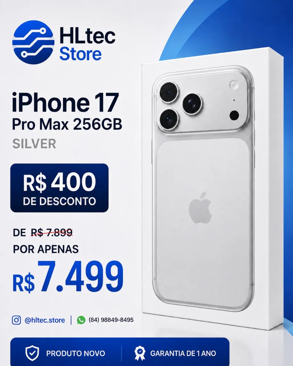 iPhone 17 pro Max 256, silver, lacrado com garantia de um ano