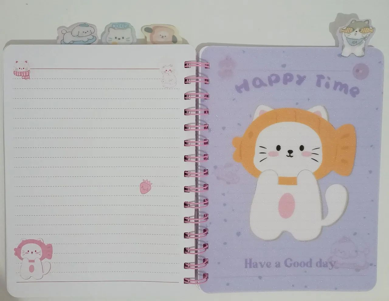 Kit de Papelaria Fofa com Caderno de Gatinha Rosa - Foto 2
