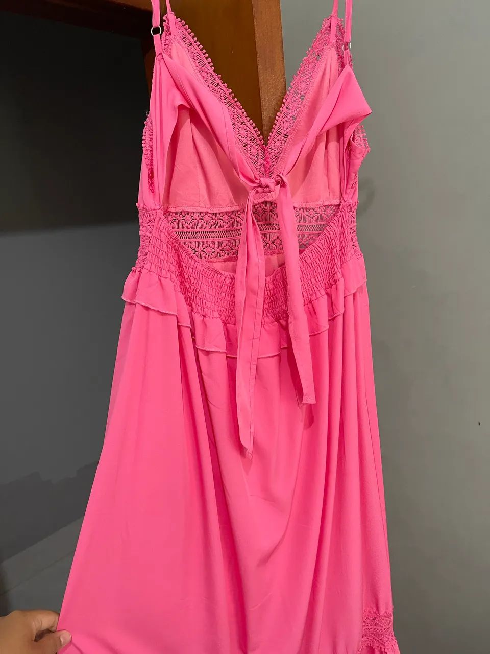 Vestido longo rosa com renda - Foto 2
