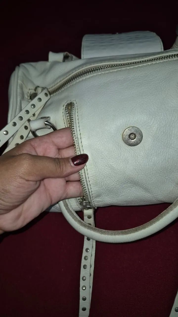 Bolsa branca de couro  - Foto 3