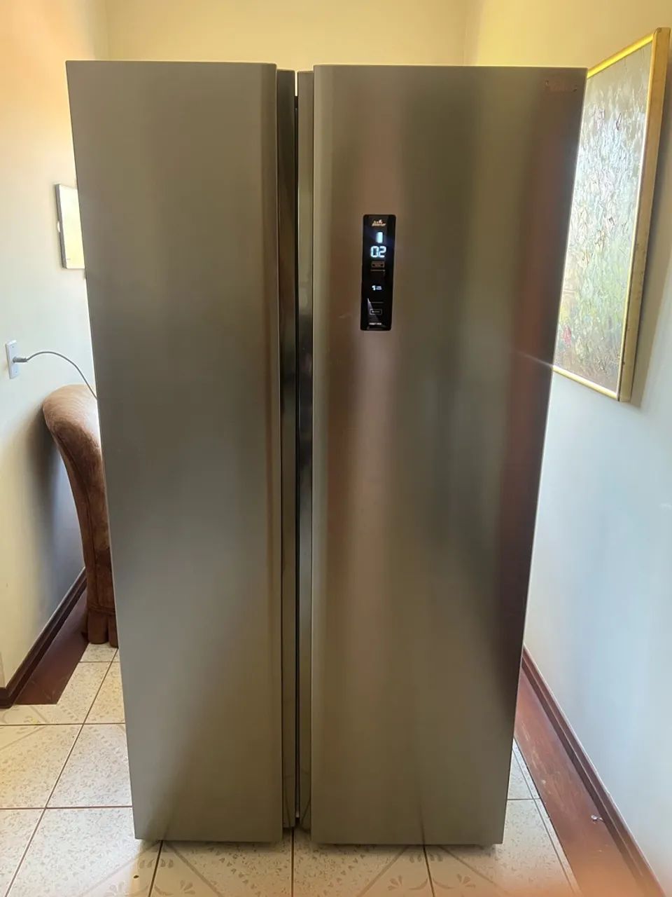 F出品 Geladeira Philco Side by Side Inox 489L Inverter Frost Free