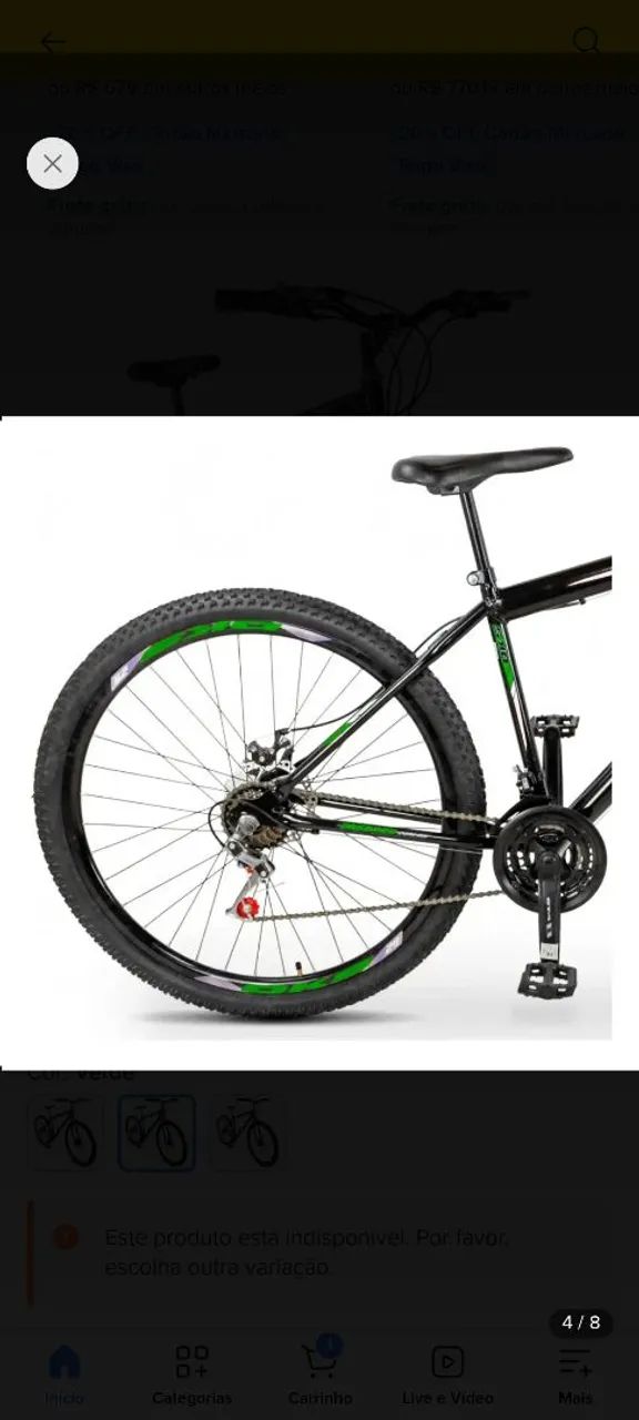 Bicicleta Aro 29 Freio A Disco Aço Cor preto é Verde - Foto 4