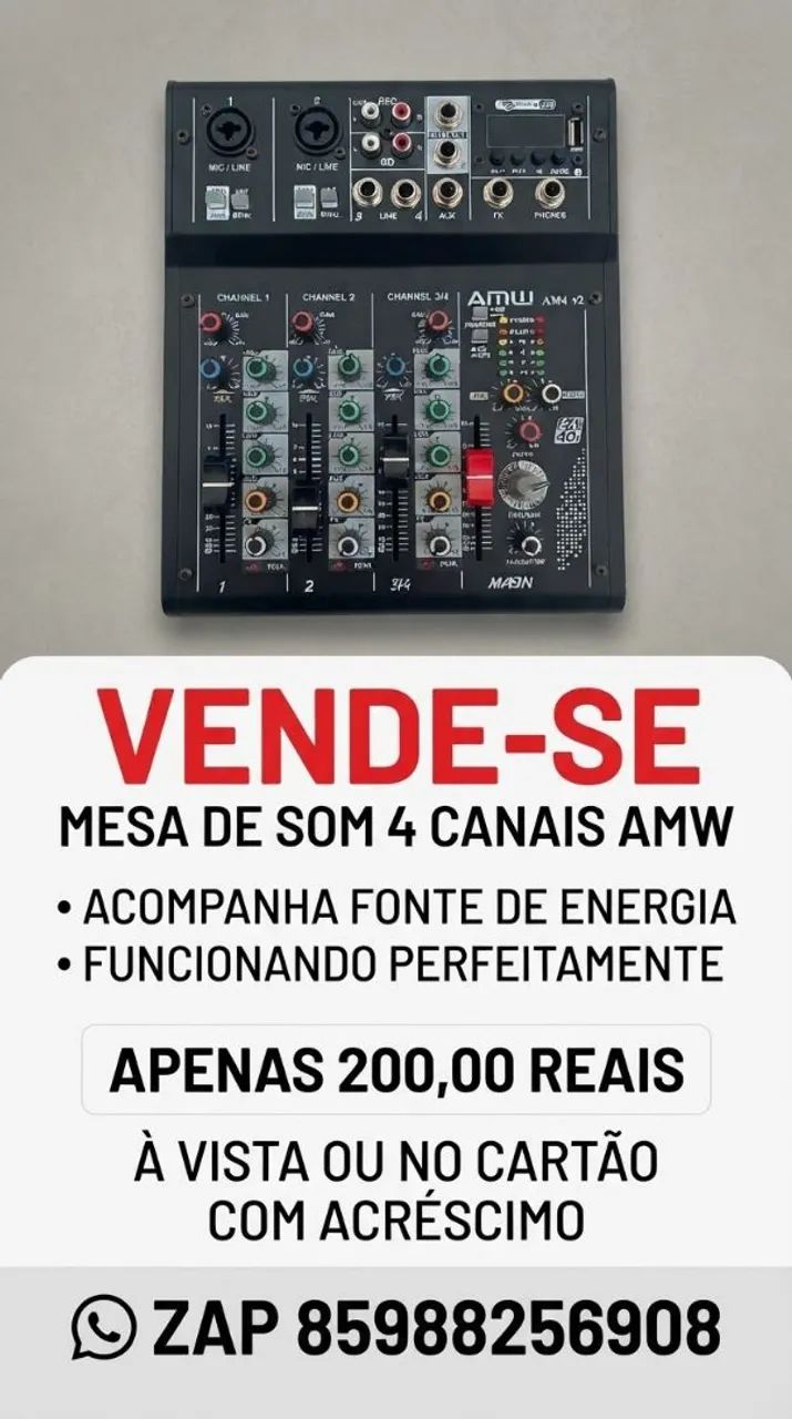 MESA DE SOM 4 CANAIS 