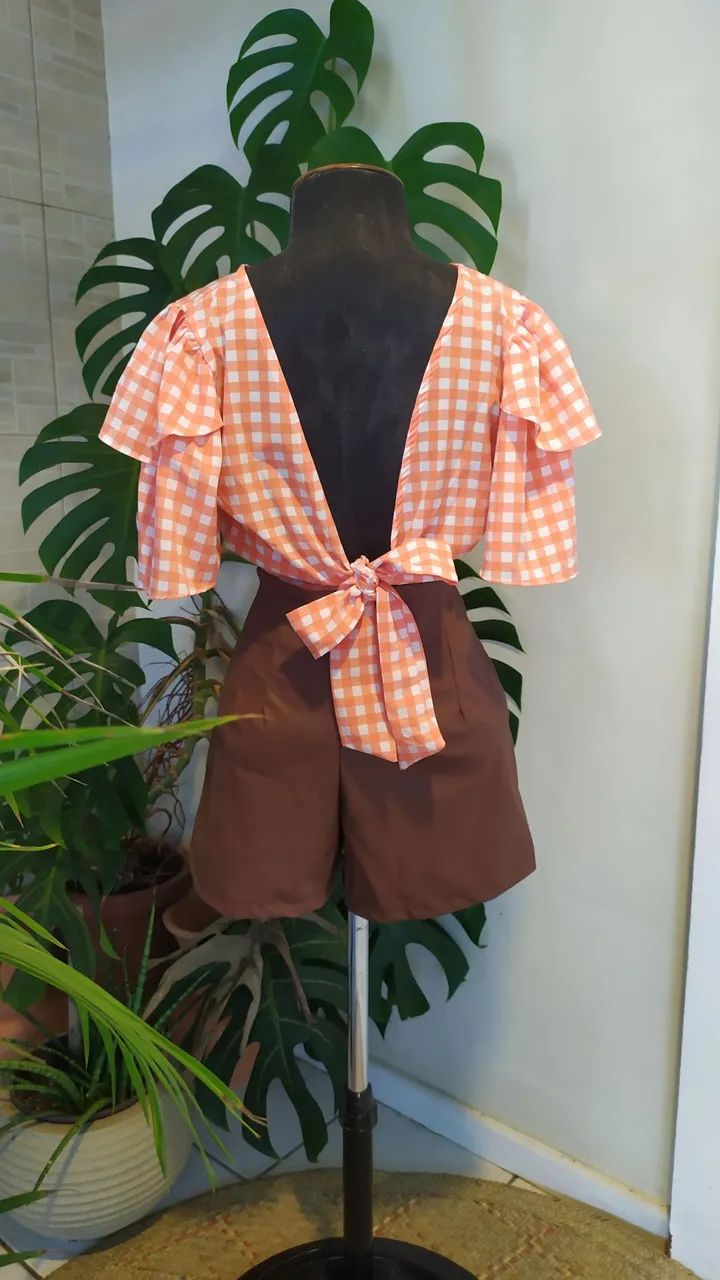Short em Pu Tam G e blusa xadrez  - Foto 4