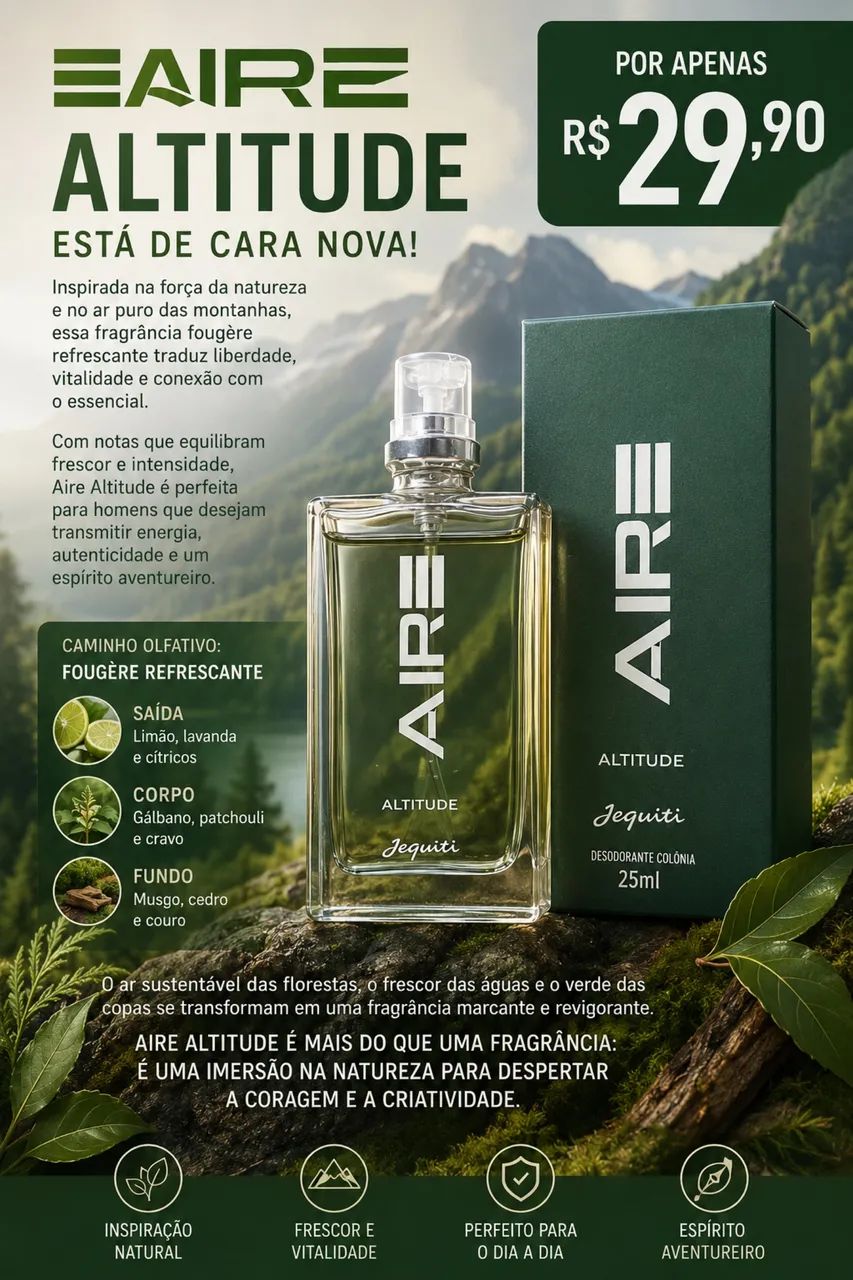 Colônia Masculina Aire Altitude, 25 ml