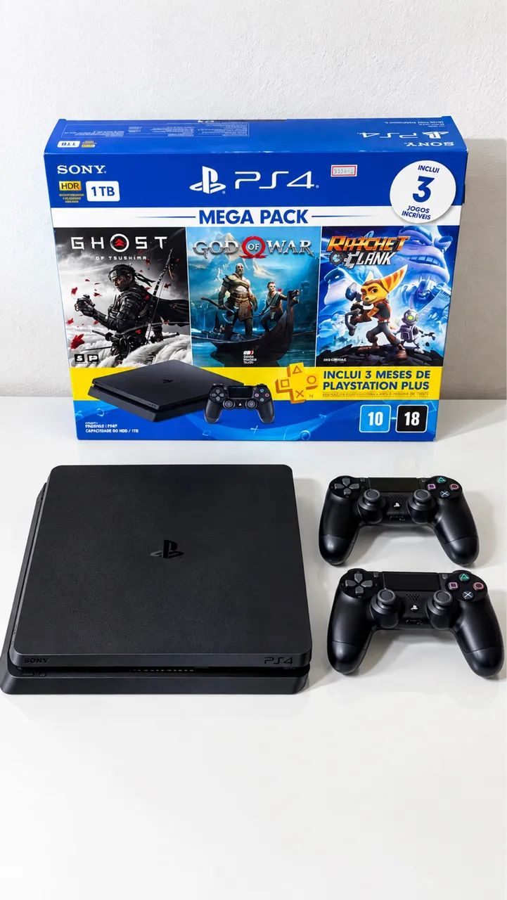 PS4 1TB (2 controles + jogos)