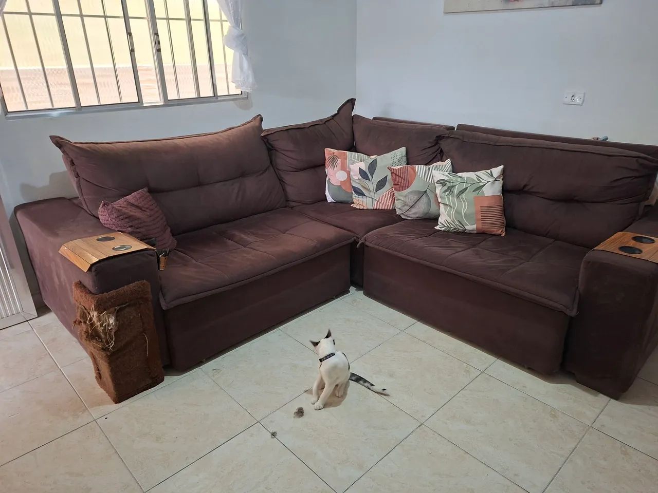 Sofa retrátil e reclinável usado 5,6 lugares