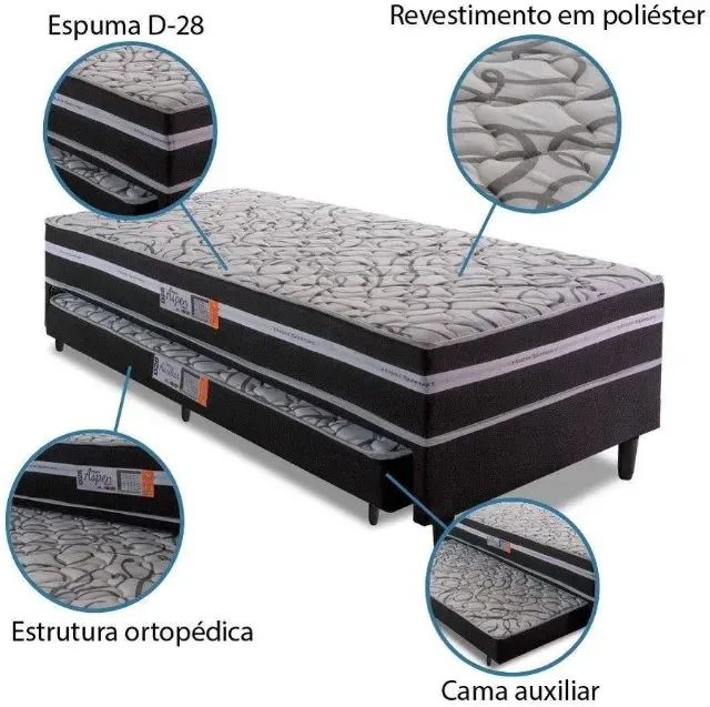 Cama Auxiliar Solteiro Nova no Preto - Design Moderno e Funcional  - Foto 2
