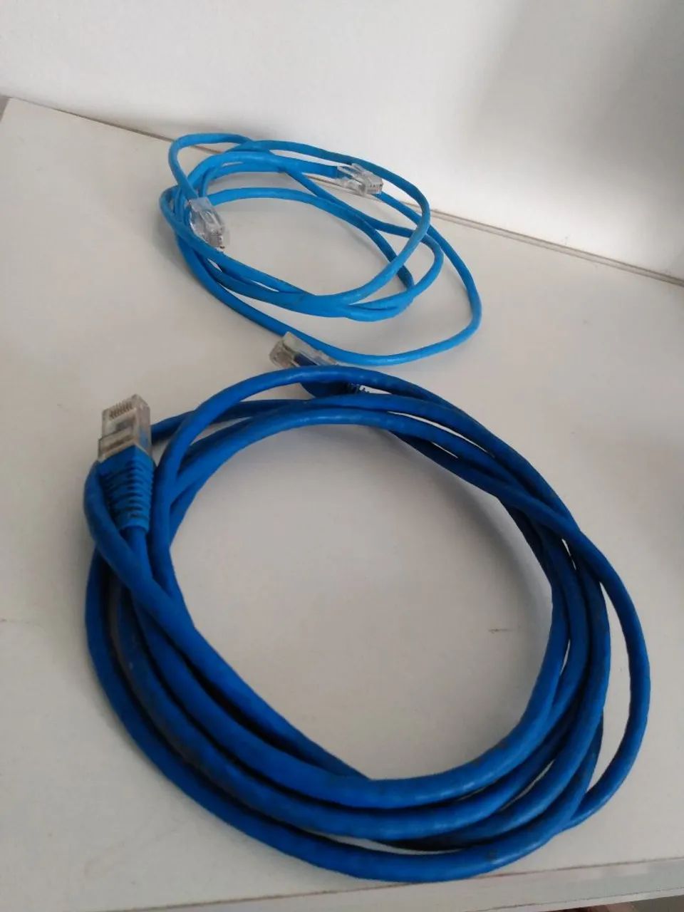 Kit 2 Cabos De Rede Ethernet Lan Internet Rj45 Azul Usado  - Foto 2