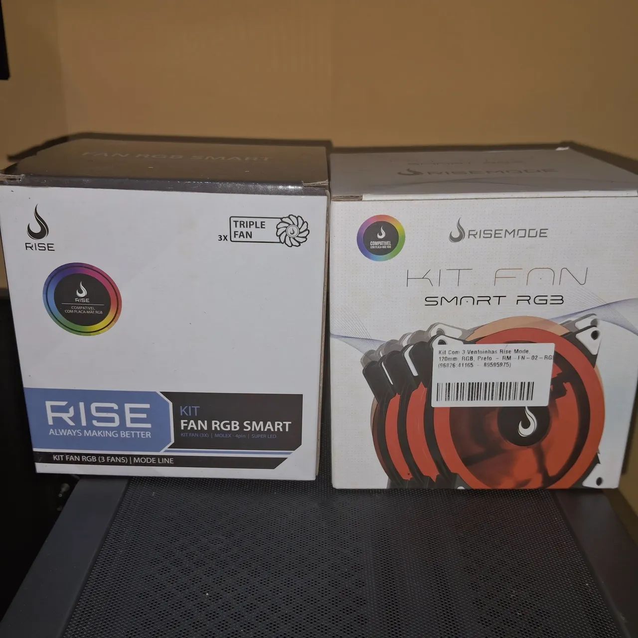 Kit com 6 Ventoinhas Rise Mode Smart, 120mm, RGB, Preto 