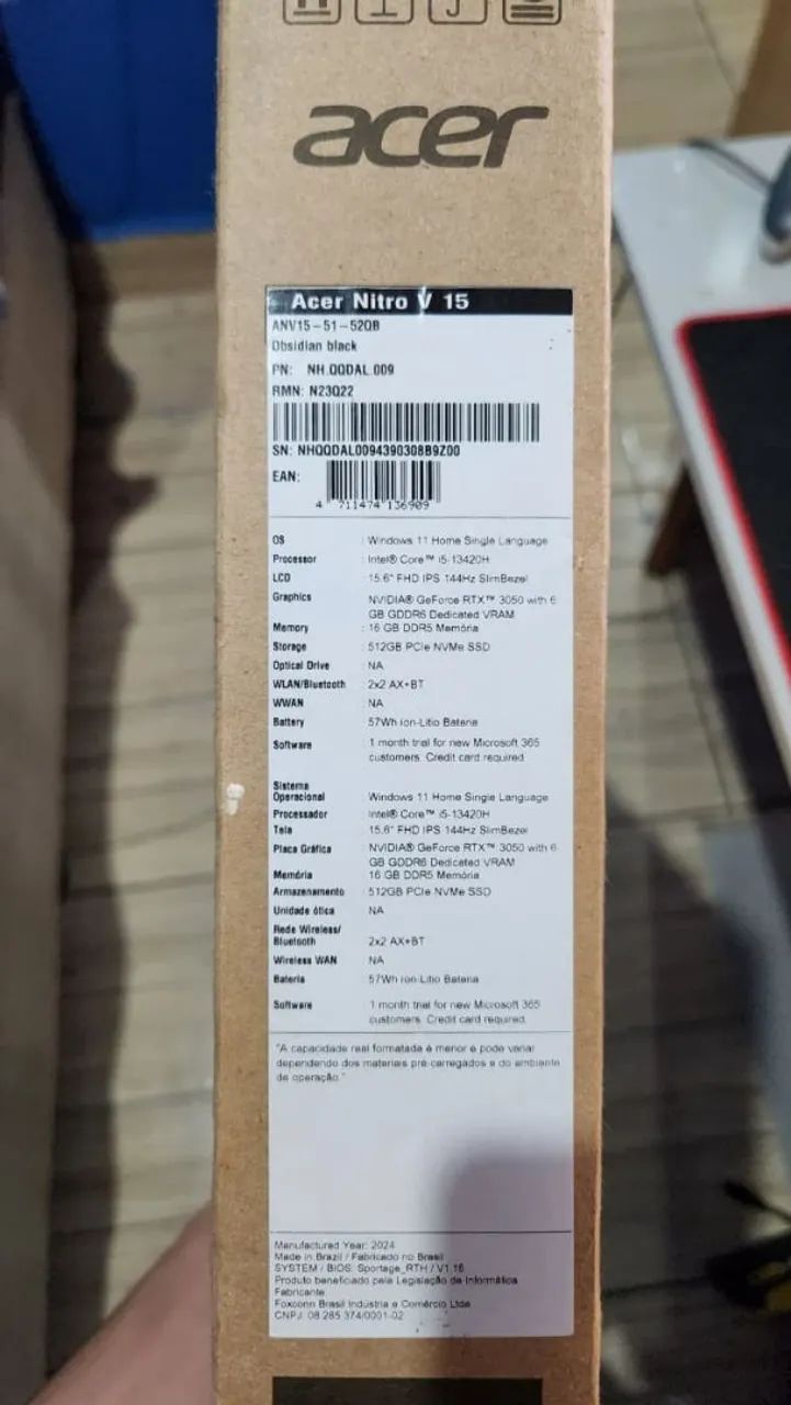 Placa Mãe Acer Nitro V15 (BGA Placa Mãe Queimada)  - Foto 4