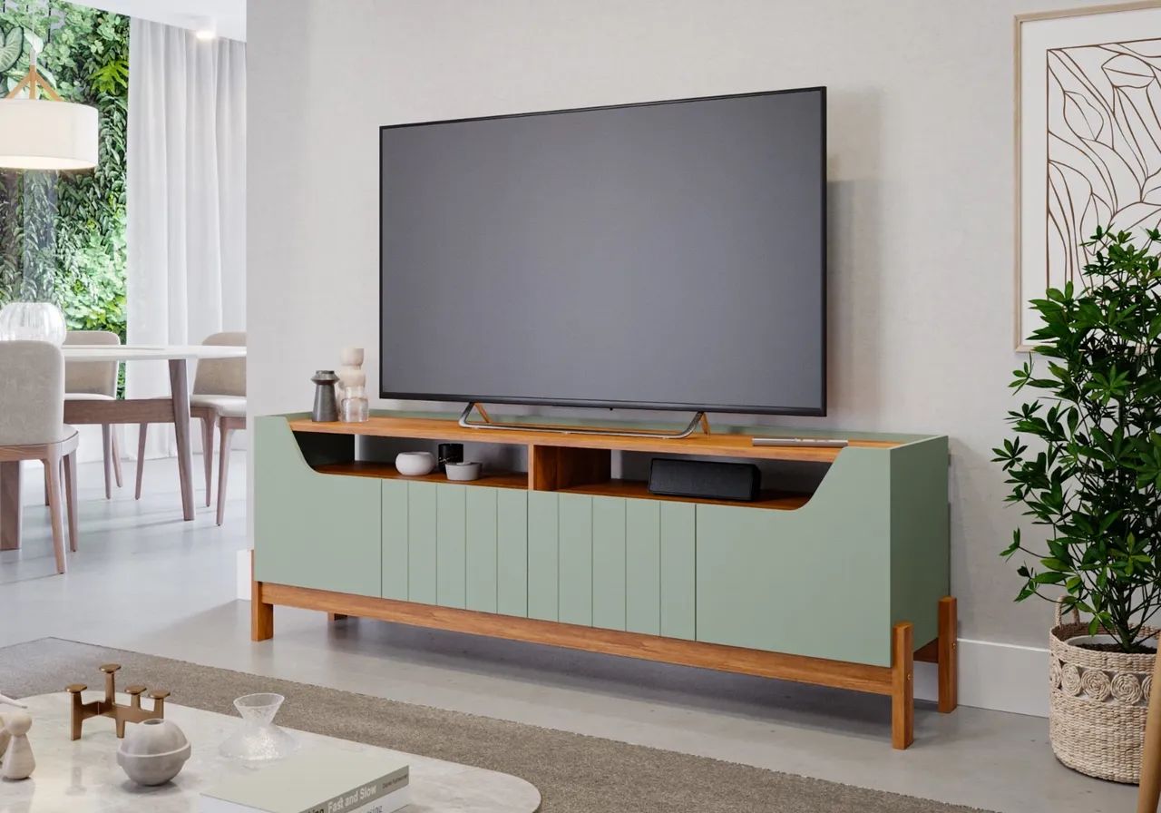 Rack Bancada Moema Permobili 100% MDF, para TVs até 70 Polegadas - Entrega Imediata; - Foto 2