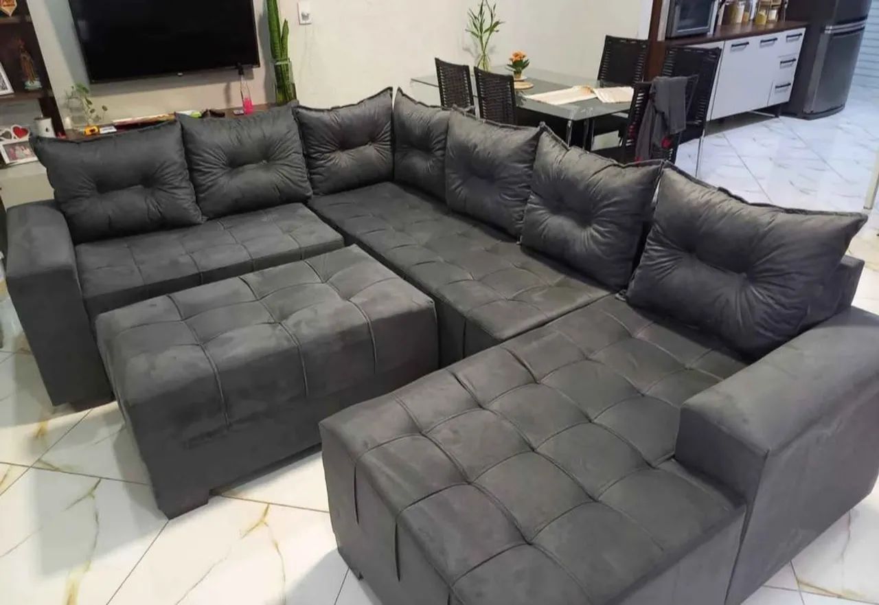 SOFA 7 LUGARES COM CHAISE E PUFF DE BRINDE A PRONTA ENTREGA 