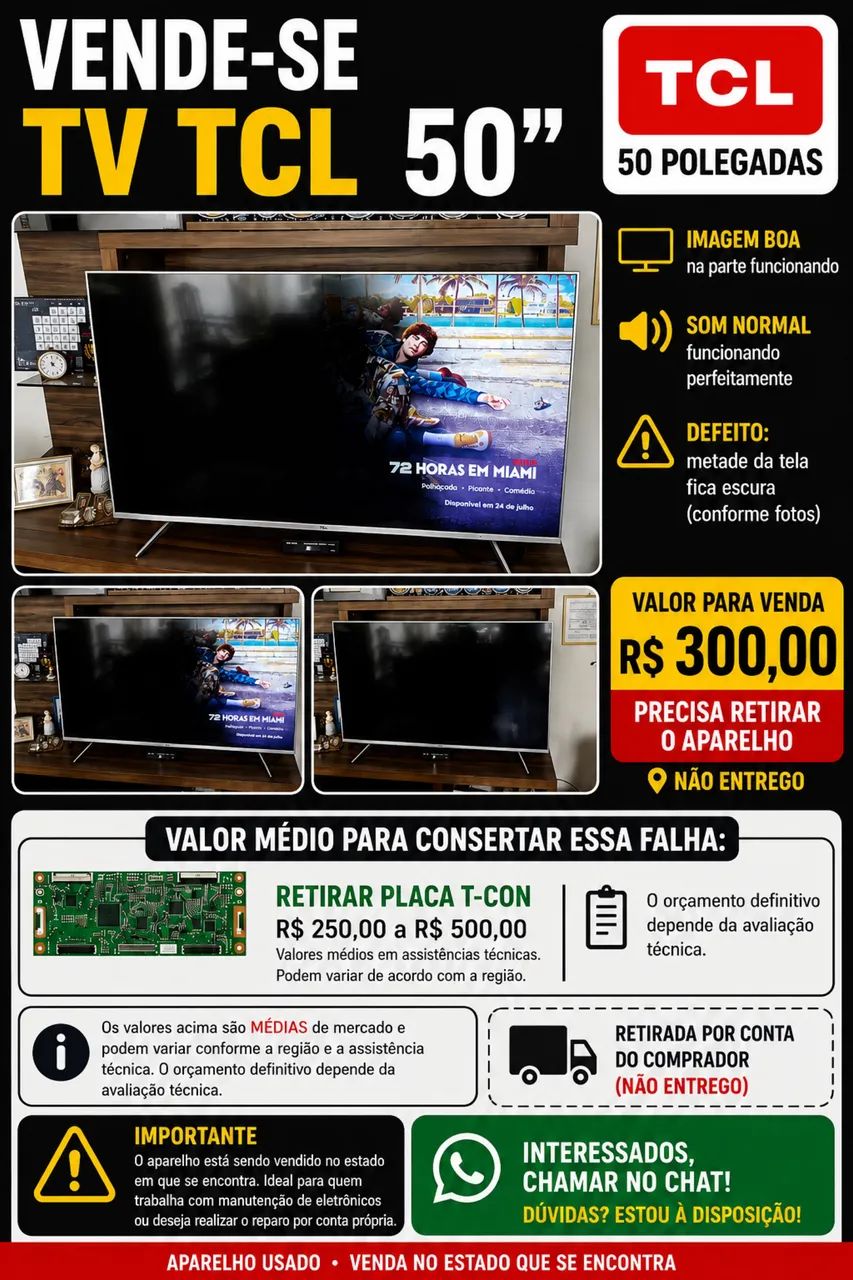 TCL 50 polegadas,precisa de conserto 