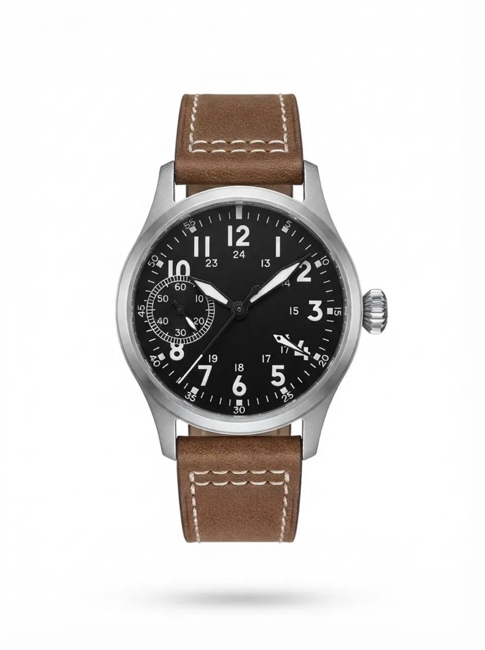 Relógio Masculino CORGEUT Aviador com Pulseira de Couro Marrom - Foto 2