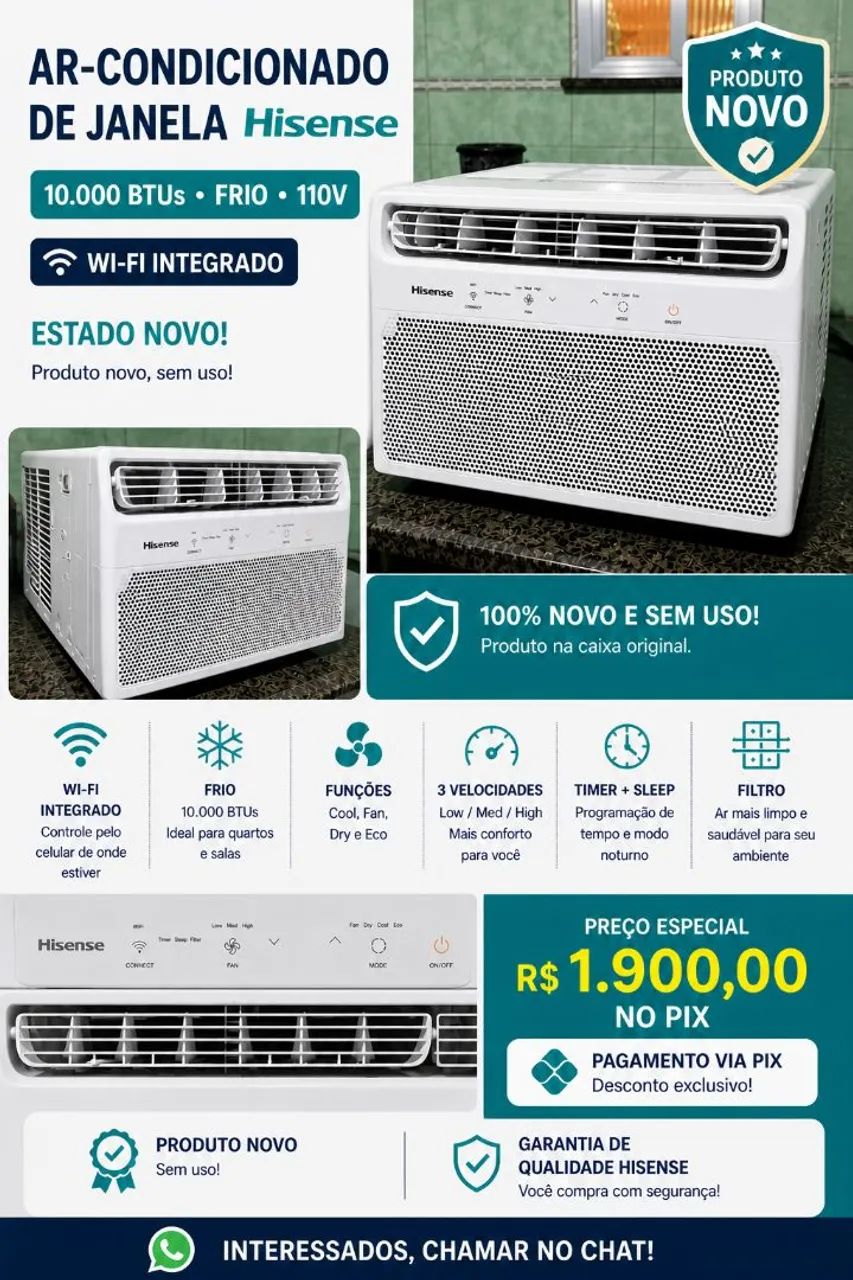 Ar condicionado Hisense 10.000 BTU-  NOVO - Foto 3