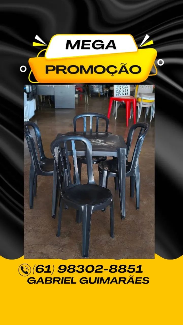 Conjunto de Mesa e Cadeiras de Plástico Novas e Reforçadas - Foto 3
