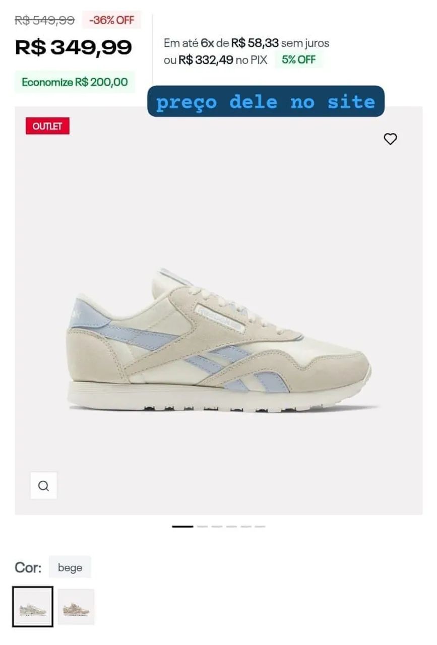 Tênis Reebok novíssimo impecável  - Foto 2