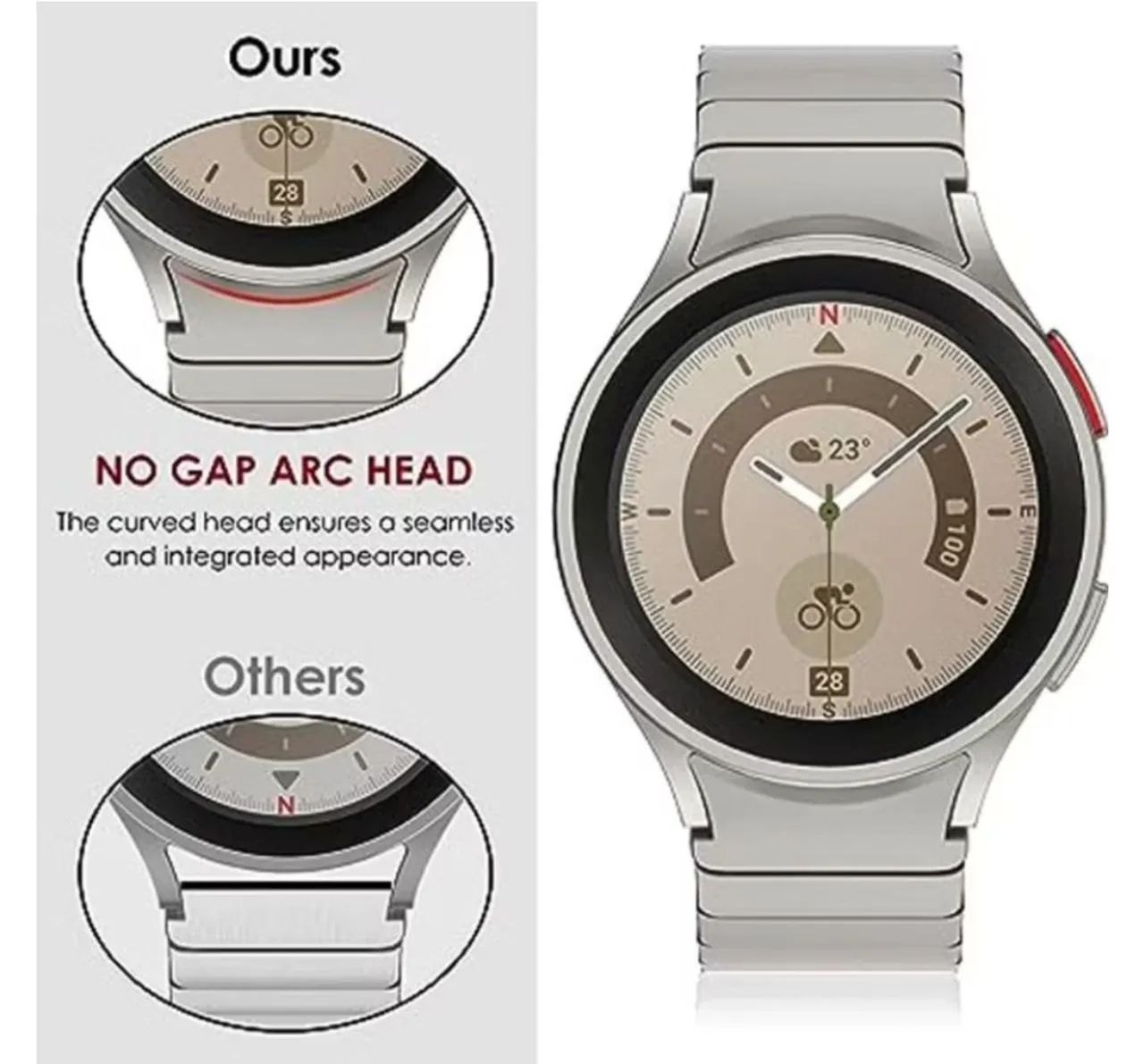 Pulseira de aço inox para galaxy watch 4, 5, 6, 7